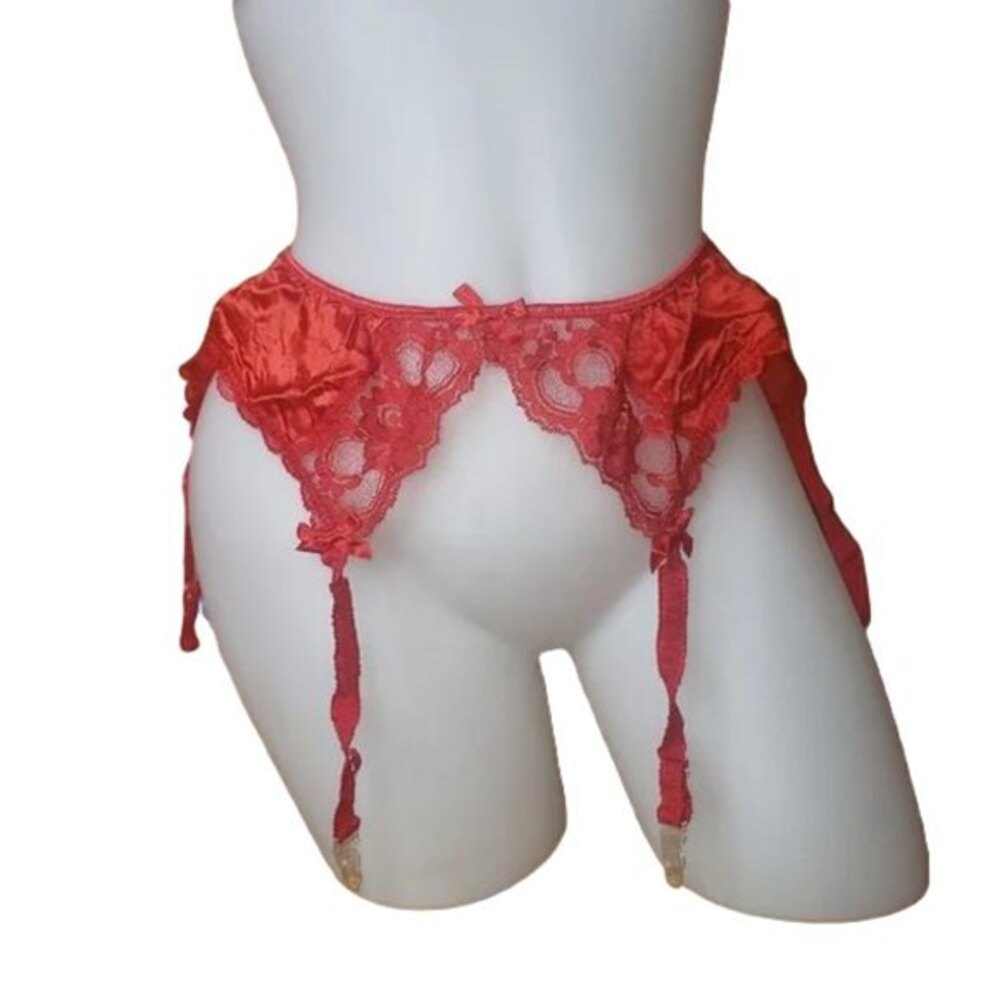 Vintage Red Lace Garter Belt Womens One Size